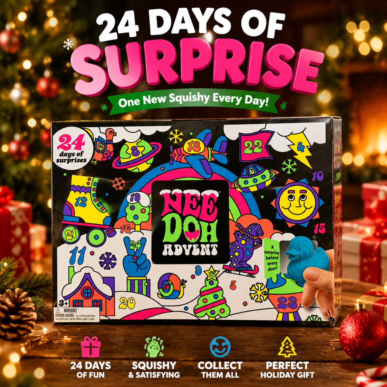 🎄 24-Day Squishy Christmas Advent Calendar – 24 Surprise Sensory Toys For Kids