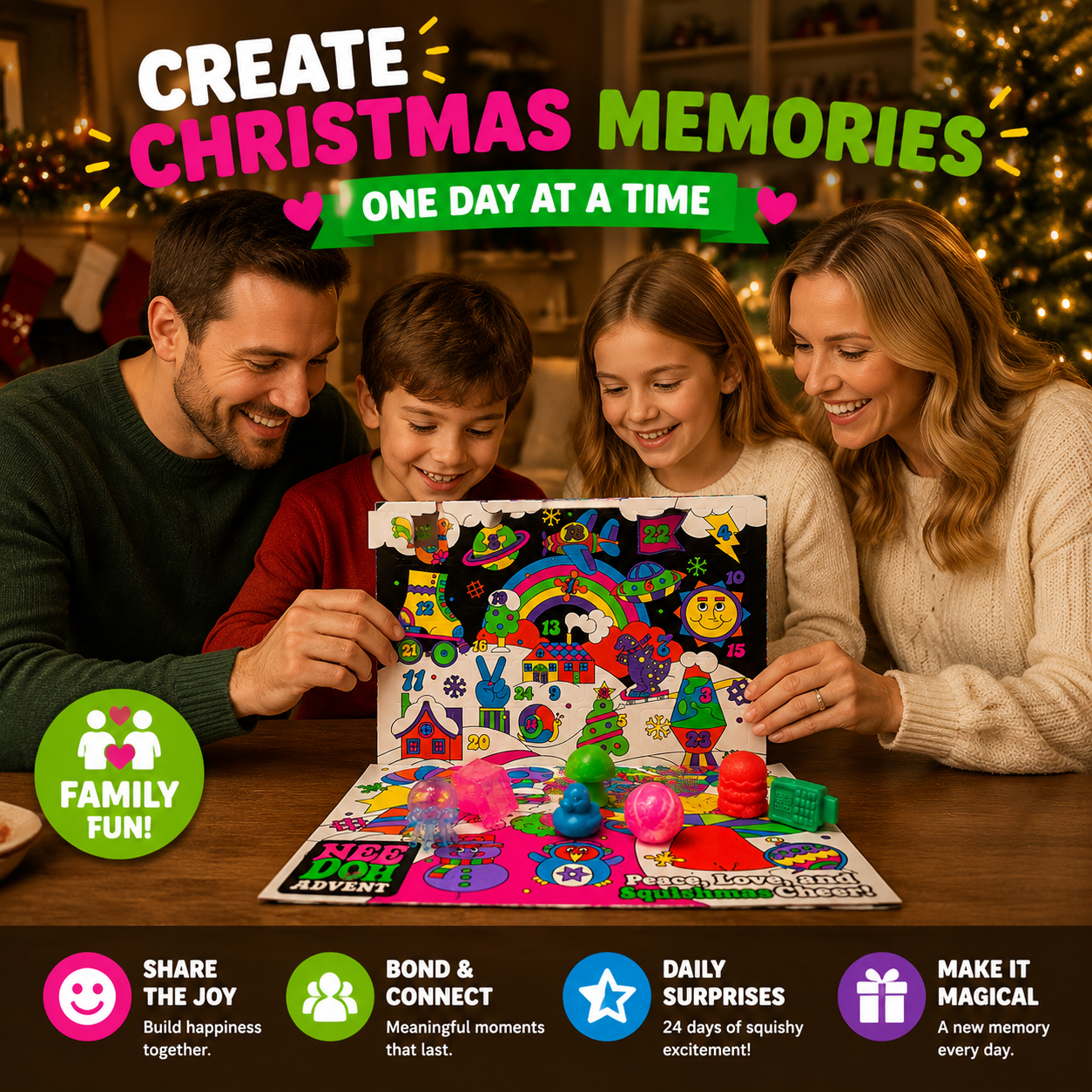 🎄 24-Day Squishy Christmas Advent Calendar – 24 Surprise Sensory Toys For Kids