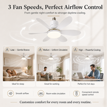 Modern Dimmable E27 LED Fan Light 