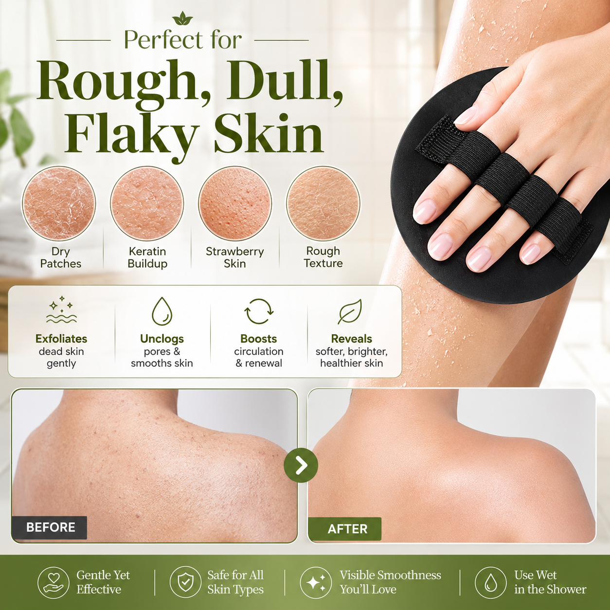 🧤 Exfoliating Gloves – Instantly Remove Dead Skin