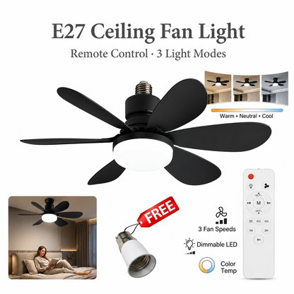 Modern Dimmable E27 LED Fan Light 