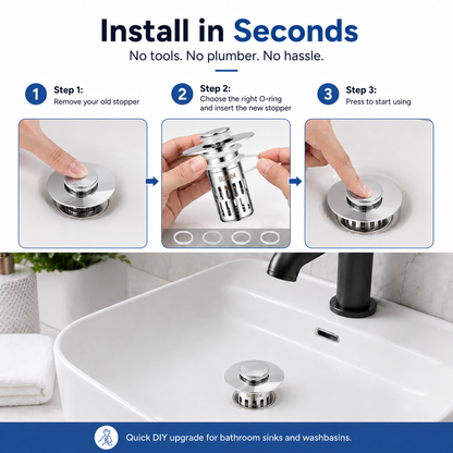 🔥The Ultimate 3-in-1 Pop-Up Sink Strainer