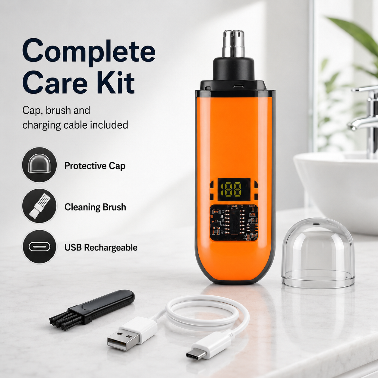 🔥 LAST DAY 50% OFF-🛠️Professional LED Display Nose Hair Trimmer