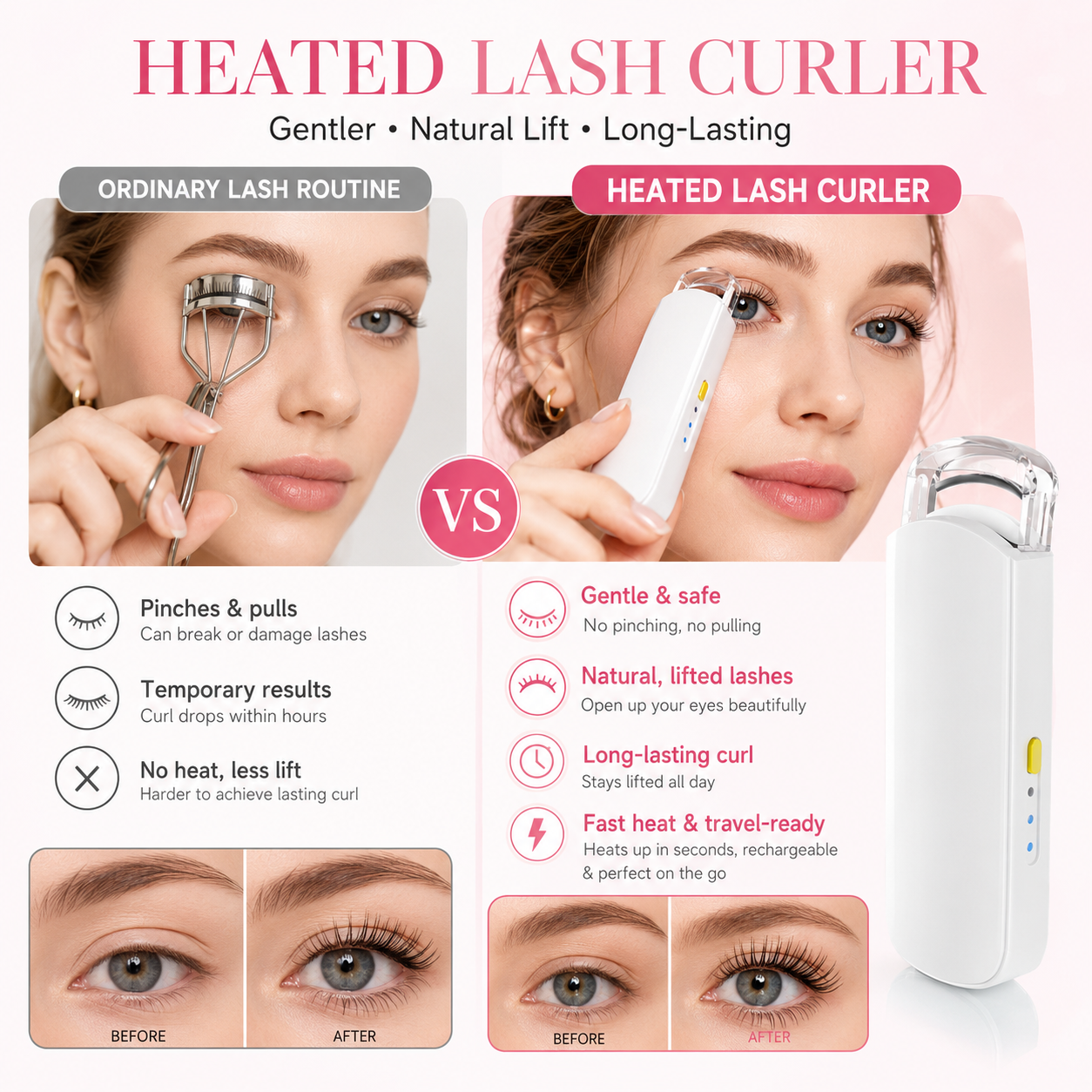 🔥 49% OFF | Heated Lash Curler – Long-Lasting Curl