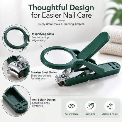 🔍 Magnifying Nail Clipper ✂️ -Easy Grip Stainless Steel Nail Cutter for Clearer, Safer Trimming