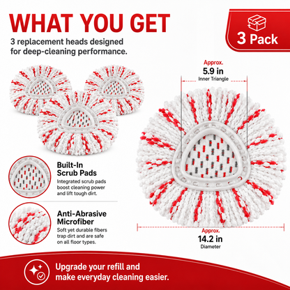 3-Pack Deep Clean Mop Heads – 40%  Power