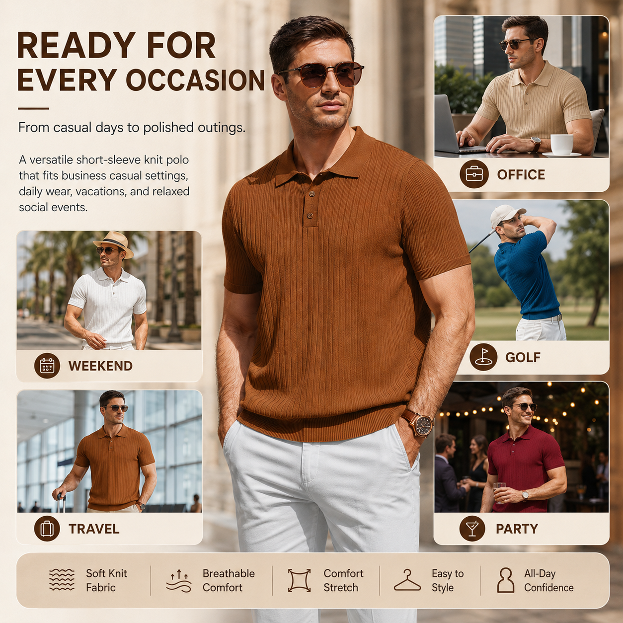 🏌️‍♂️ MEN’S KNIT POLO SHIRT – ULTIMATE LIGHTWEIGHT COMFORT