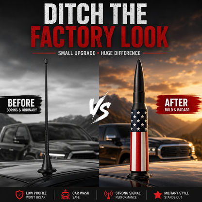 🔥 49% OFF | Universal 50 Cal Bullet Antenna | 9 Adapters Included | Fits Most Vehicles
