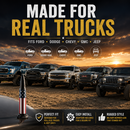 🔥 49% OFF | Universal 50 Cal Bullet Antenna | 9 Adapters Included | Fits Most Vehicles
