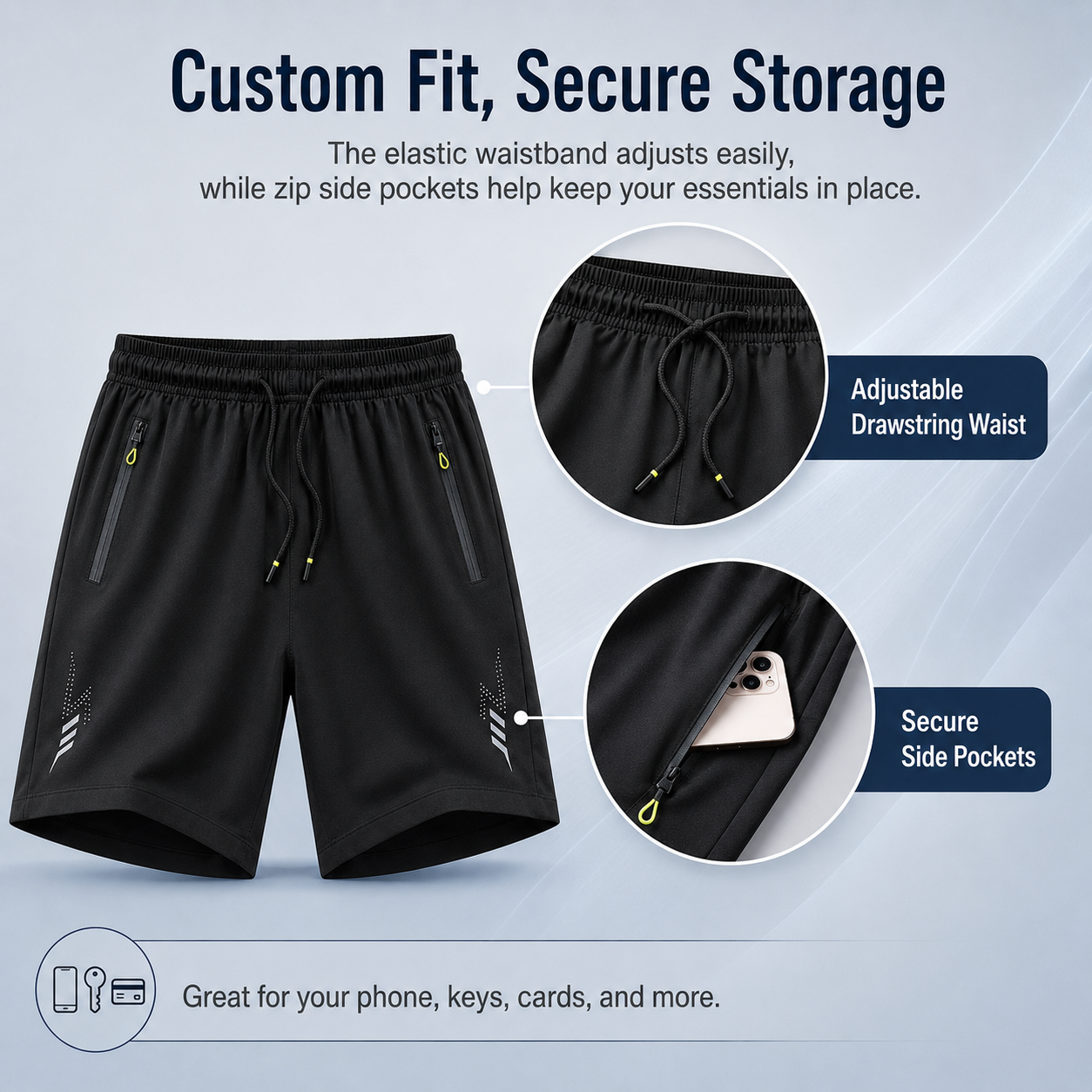 🔥Men’s 3-Pack Lightweight Active Dry-Fit Shorts | Breathable Gym & Lounge Wear with Pockets