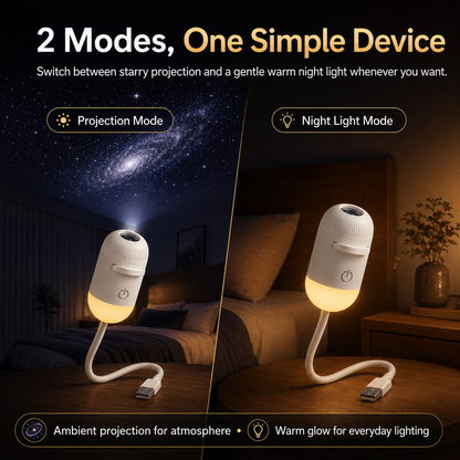 🌌2-in-1 Galaxy Projector & Warm Night Light – USB Starry Sky Lamp