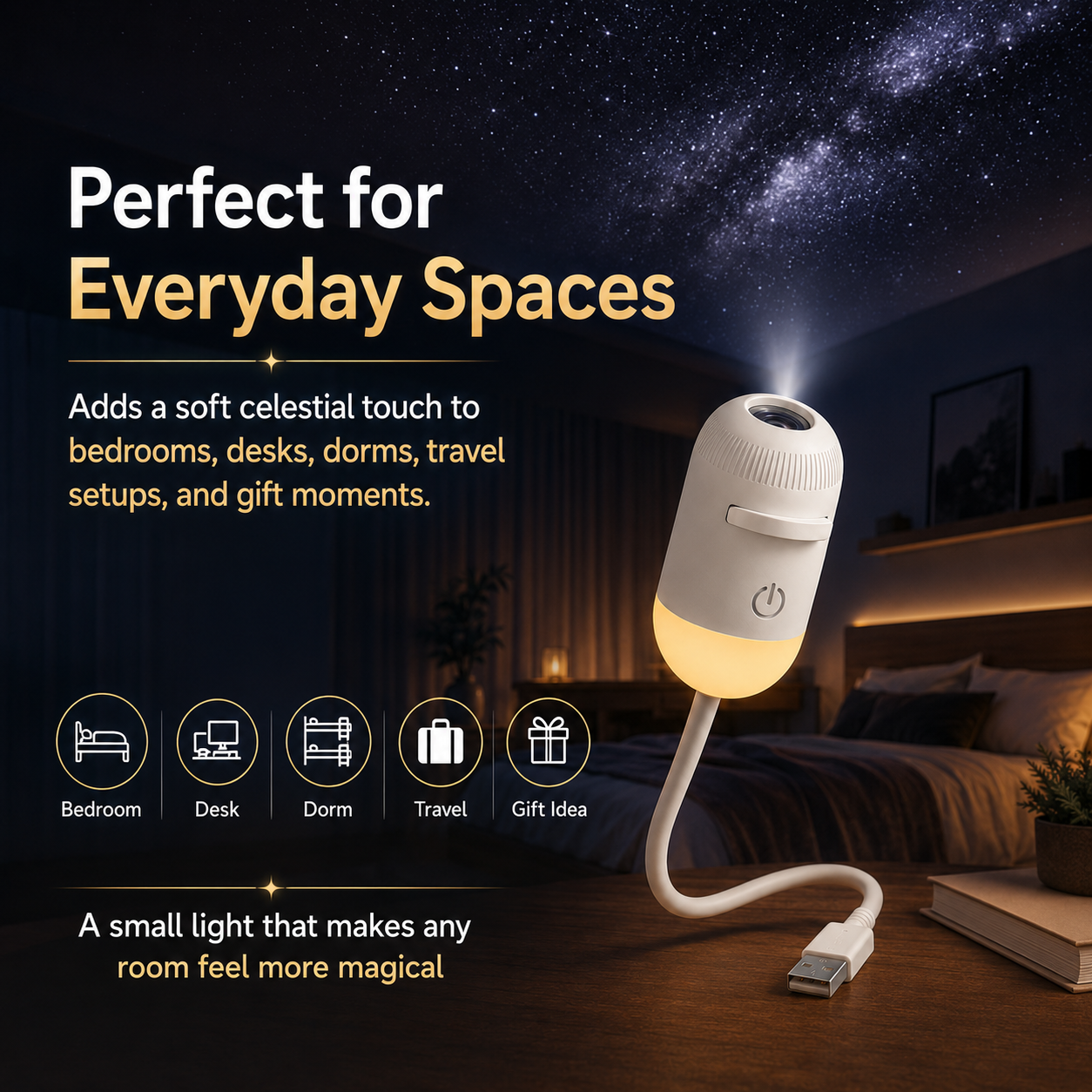 🌌2-in-1 Galaxy Projector & Warm Night Light – USB Starry Sky Lamp
