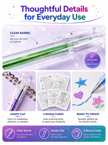 ✨ Sparkle Deal Vibrant Glitter Gel Pens for Coloring, Drawing & Creative Fun