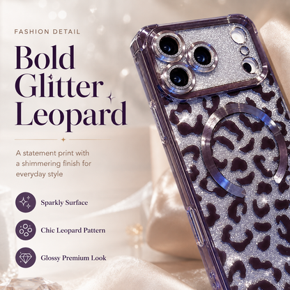 🐆 Glitter Leopard Phone Case – Compatible with iPhone 17 Pro Max/16 Pro/15 Pro/14/13