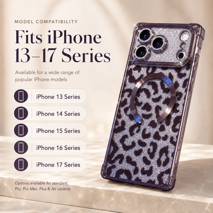 🐆 Glitter Leopard Phone Case – Compatible with iPhone 17 Pro Max/16 Pro/15 Pro/14/13
