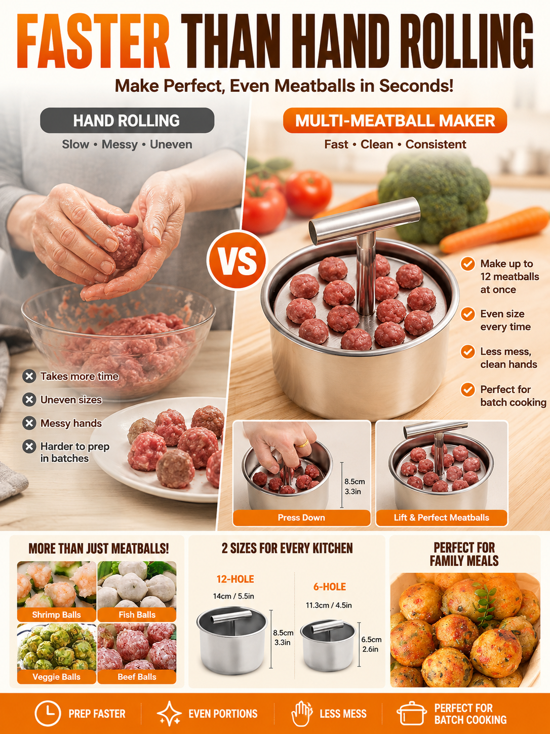 🍳 Kitchen Deal ✨ Stainless Steel Manual Dumpling & Fish Ball Maker for Quick, Easy Homemade Meals