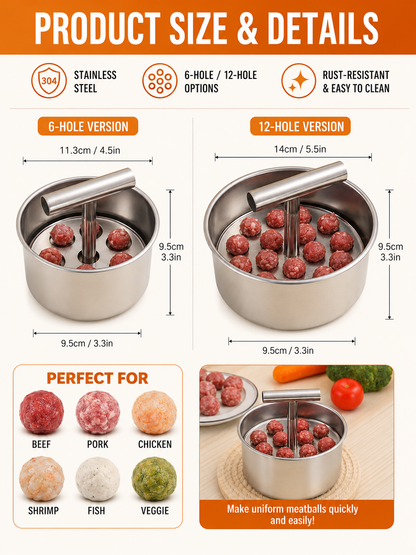 🍳 Kitchen Deal ✨ Stainless Steel Manual Dumpling & Fish Ball Maker for Quick, Easy Homemade Meals