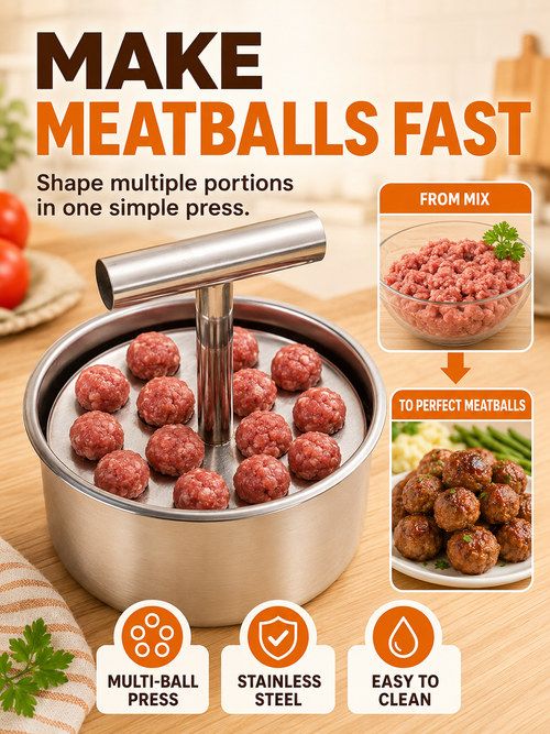 🍳 Kitchen Deal ✨ Stainless Steel Manual Dumpling & Fish Ball Maker for Quick, Easy Homemade Meals