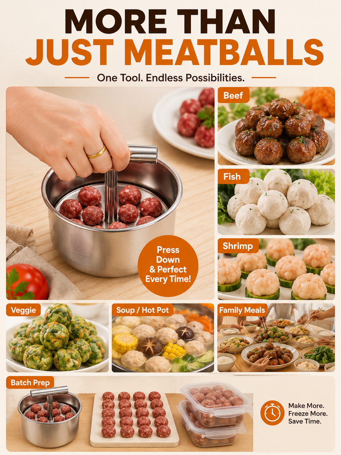 🍳 Kitchen Deal ✨ Stainless Steel Manual Dumpling & Fish Ball Maker for Quick, Easy Homemade Meals