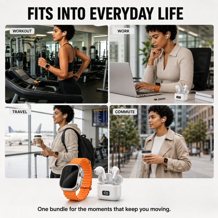 ⌚The 6-in-1 Smartwatch Set – Fitness, Calls & Style