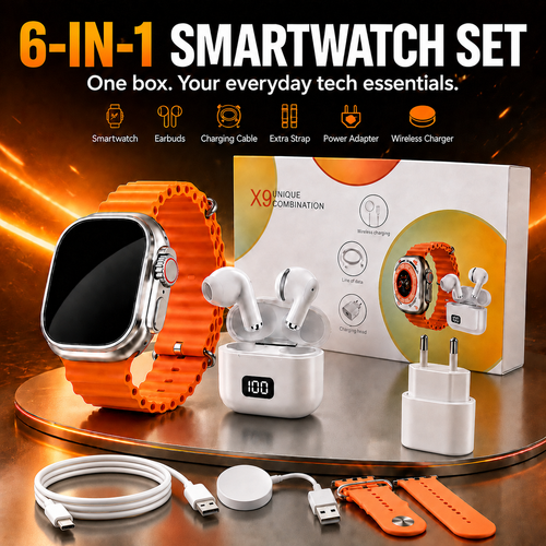 ⌚The 6-in-1 Smartwatch Set – Fitness, Calls & Style
