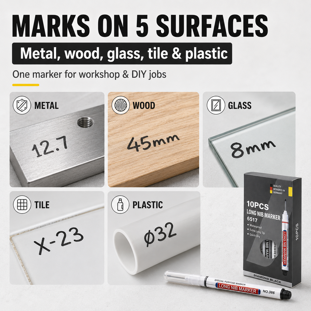 22mm Long Nib Marker for Deep Hole & Precision Marking