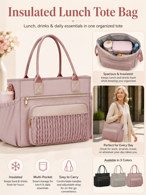 🎒 Back-to-School Pick ✨ Insulated Leakproof Lunch Tote with Adjustable Straps & Side Pockets