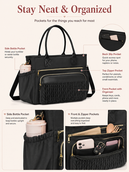 🎒 Back-to-School Pick ✨ Insulated Leakproof Lunch Tote with Adjustable Straps & Side Pockets