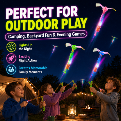 🚁 24-Pack LED Flying Set – Helicopters + Slingshots, Glow in the Dark