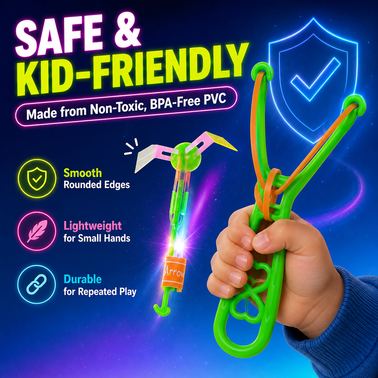 🚁 24-Pack LED Flying Set – Helicopters + Slingshots, Glow in the Dark
