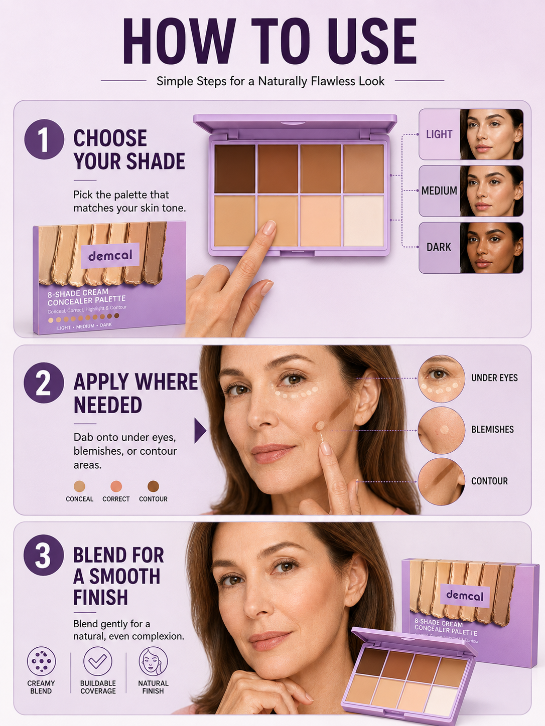 💄 Beauty Must-Have ✨ 8-Color Cream Concealer Palette for Full Coverage, Color Correction & Contouring