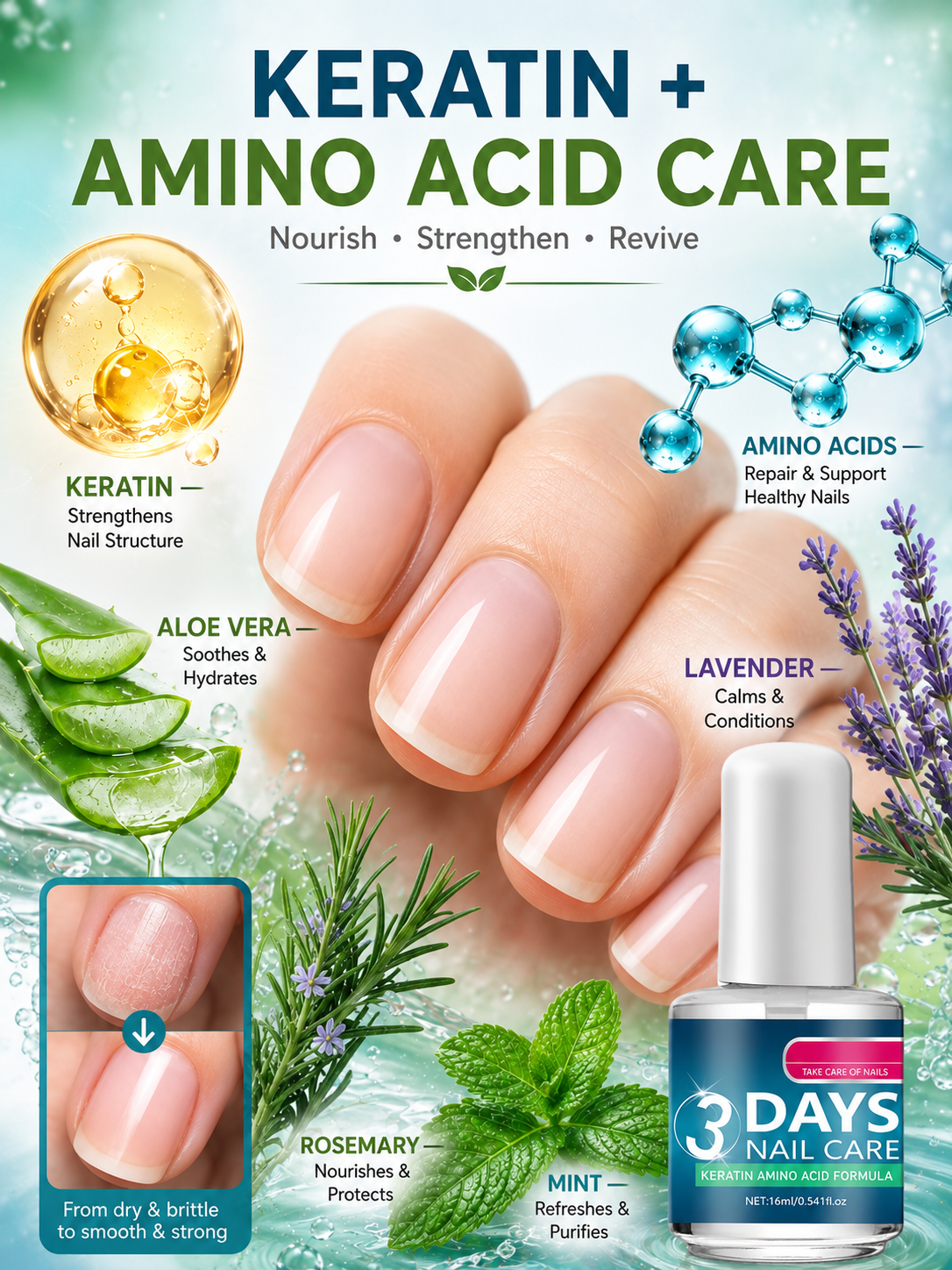 🔥💅 Nail Care Special ✨ Keratin & Amino Acid Nail Serum for Stronger, Hydrated Nails