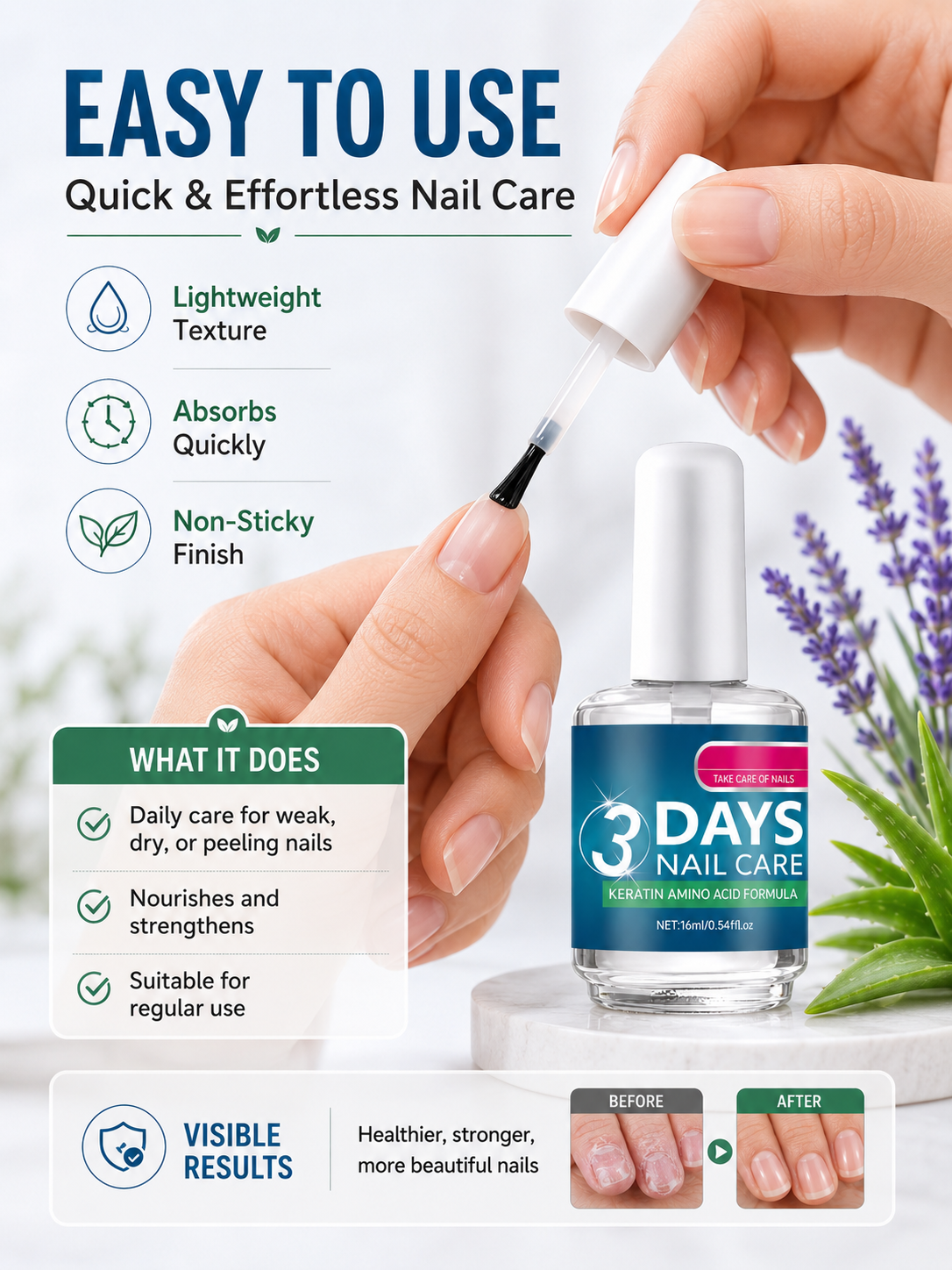 🔥💅 Nail Care Special ✨ Keratin & Amino Acid Nail Serum for Stronger, Hydrated Nails