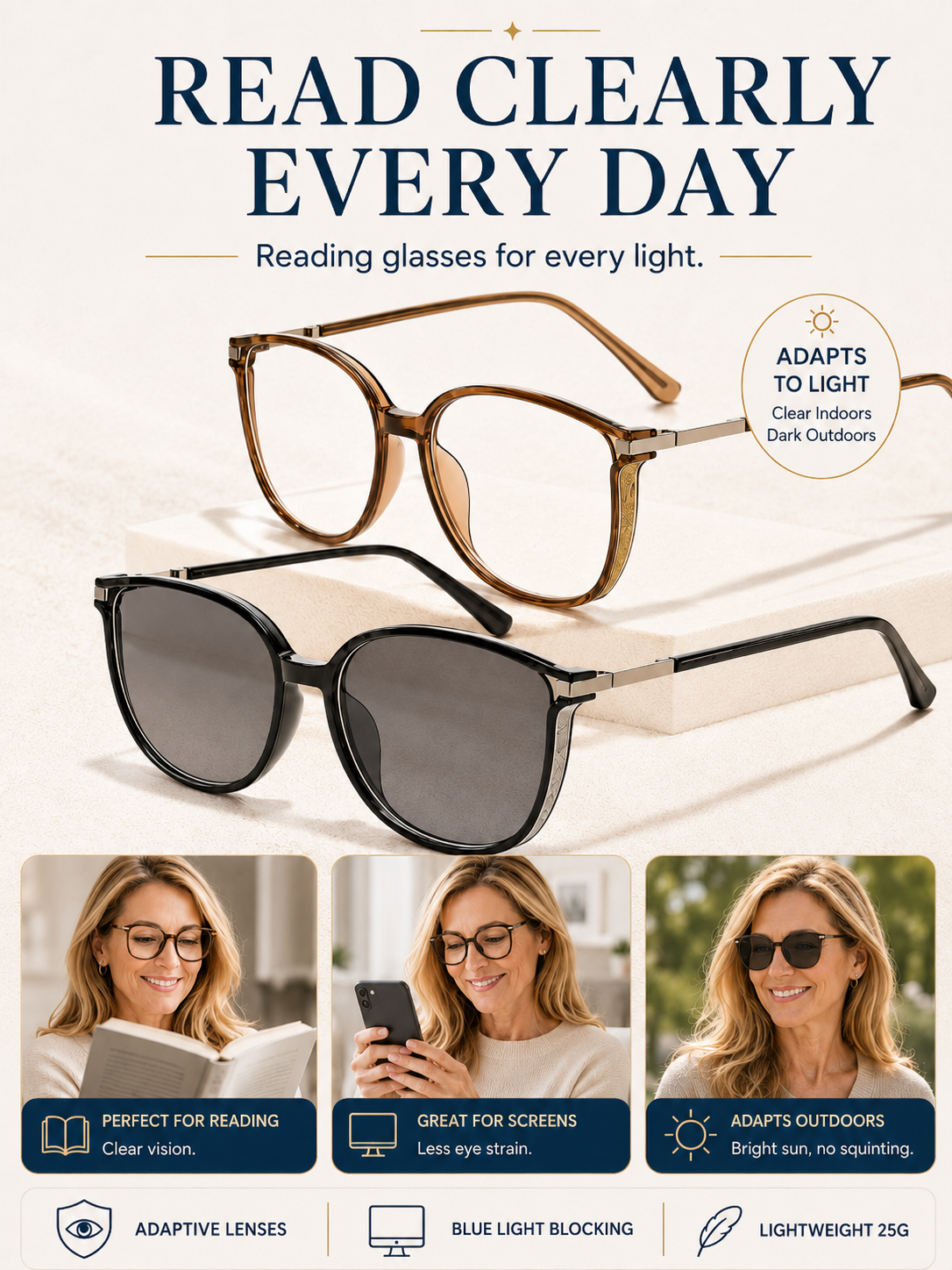 🔥 Limited Time Reading Glasses 🤓💙💙 Stylish photochromic anti-blue light reading glasses