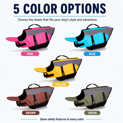 🐕‍🦺 Premium Dog Life Jacket – Maximum Buoyancy, High-Vis Reflective Trim & Top Rescue Grab Handle (XS–XL)