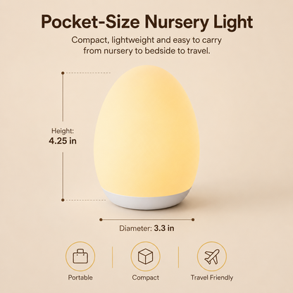 🥚 Rechargeable Tap Night Light – 7 RGB Colors + Stepless Dimming, Baby Room Essential