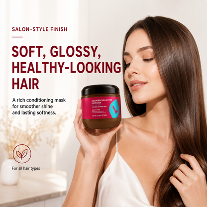 🌿 Collagen & Shea Butter Hair Mask – Deep Repair Treatment for Dry/Damaged Hair, 18.6oz (550ml)