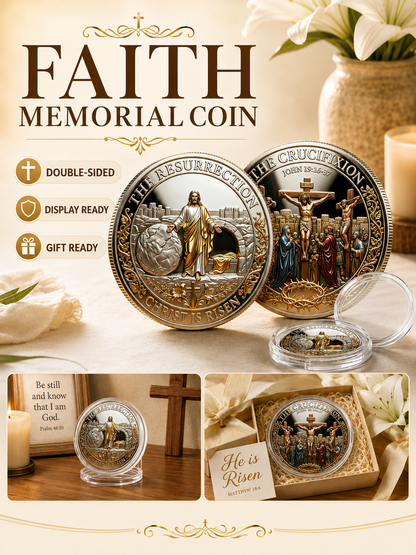 ✝️ Easter Memorial Coin  🙏🌸 Cross Design Religious Alloy Keepsake Collectible Decorative Gift for Home Church & Family