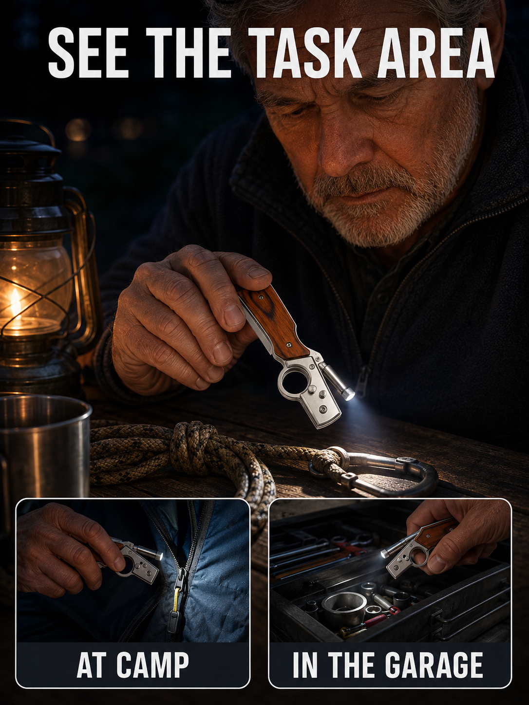 🔥Limited-Time Special Offer🛠️🎁Pocket Folding Knife - 5C13Mov Steel, Wooden Handle, LED Light, Pocket Clip