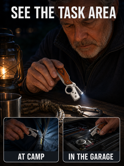 🔥Limited-Time Special Offer🛠️🎁Pocket Folding Knife - 5C13Mov Steel, Wooden Handle, LED Light, Pocket Clip