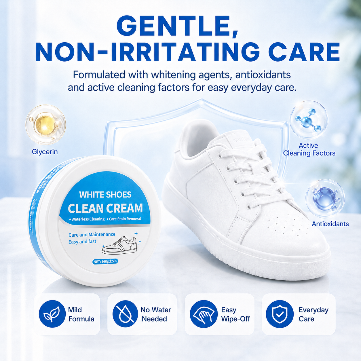 🧽 Multi-Purpose No-Wash Cleaner Cream | Stain-Removing Solid for Sneakers, Leather & Car Interiors