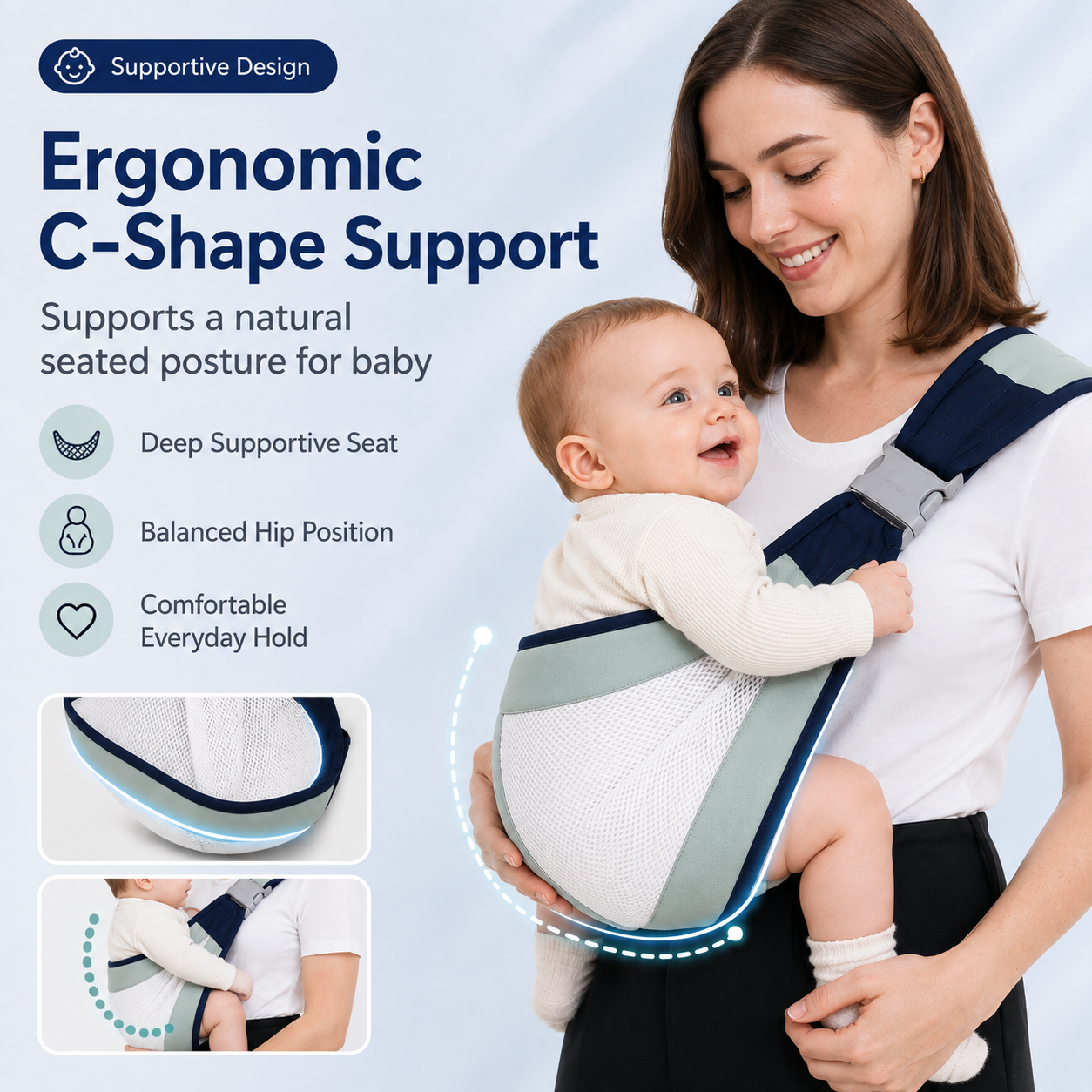 🌬️Adjustable One-Shoulder Strap – Breathable mesh hip belt, unisex fit.