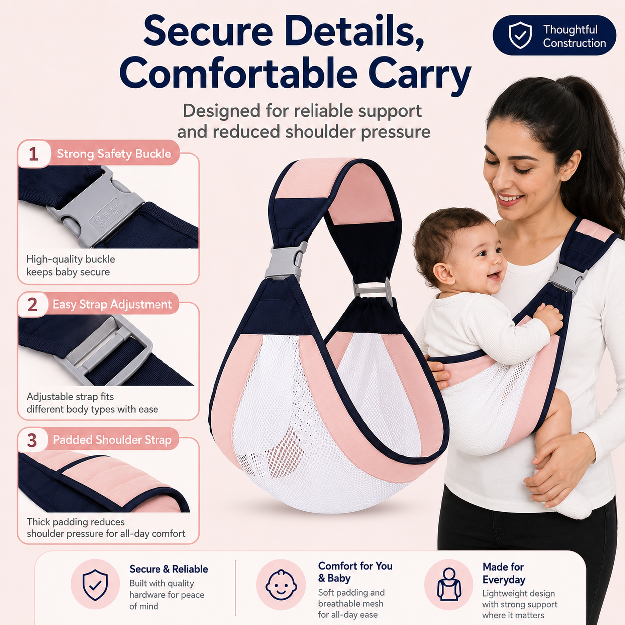 🌬️Adjustable One-Shoulder Strap – Breathable mesh hip belt, unisex fit.