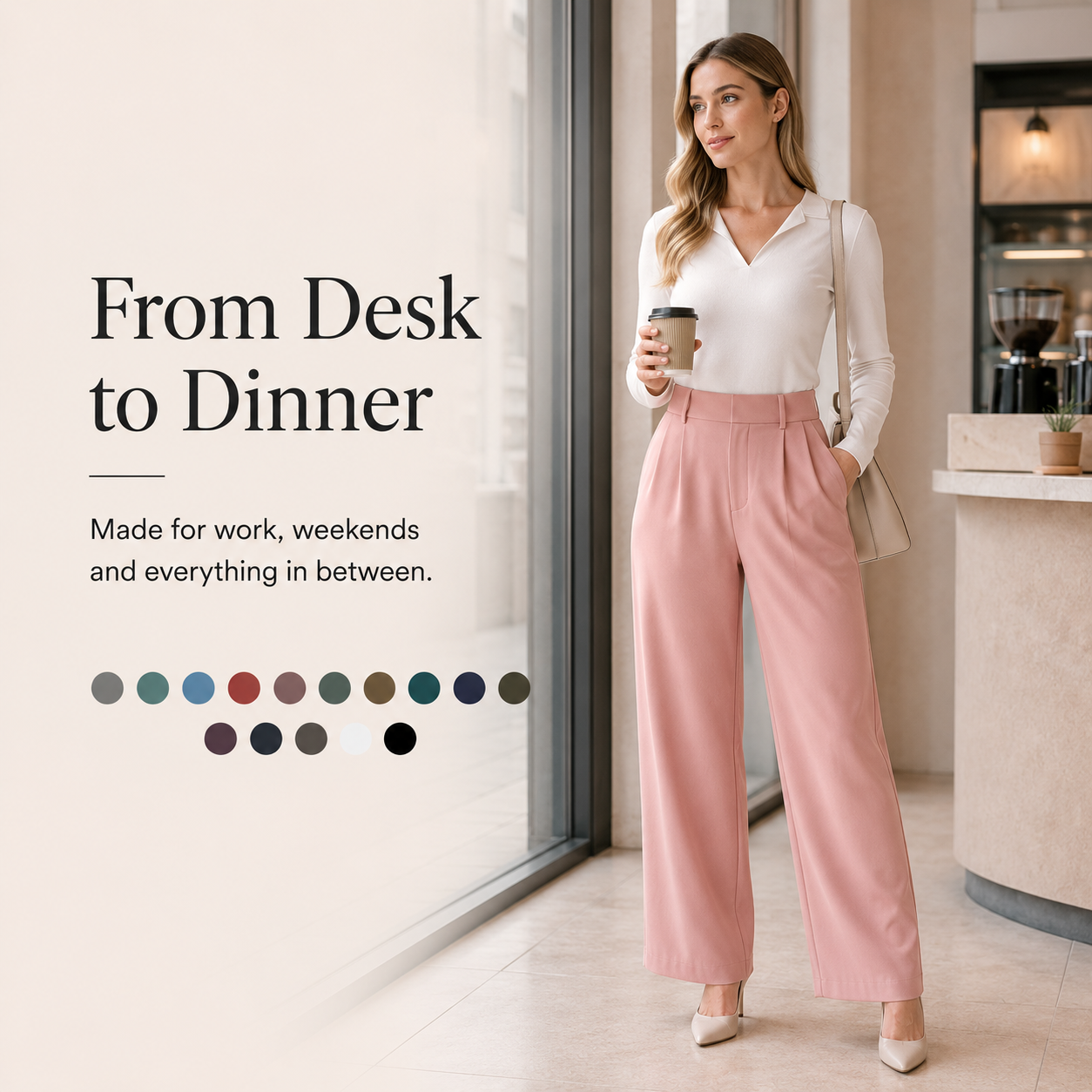👔 High-Waisted Straight Pants – Pocket & Polished