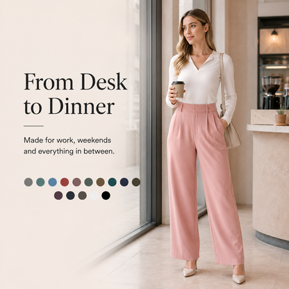 👔 High-Waisted Straight Pants – Pocket & Polished