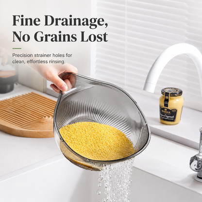 Multipurpose rice washing strainer bowl