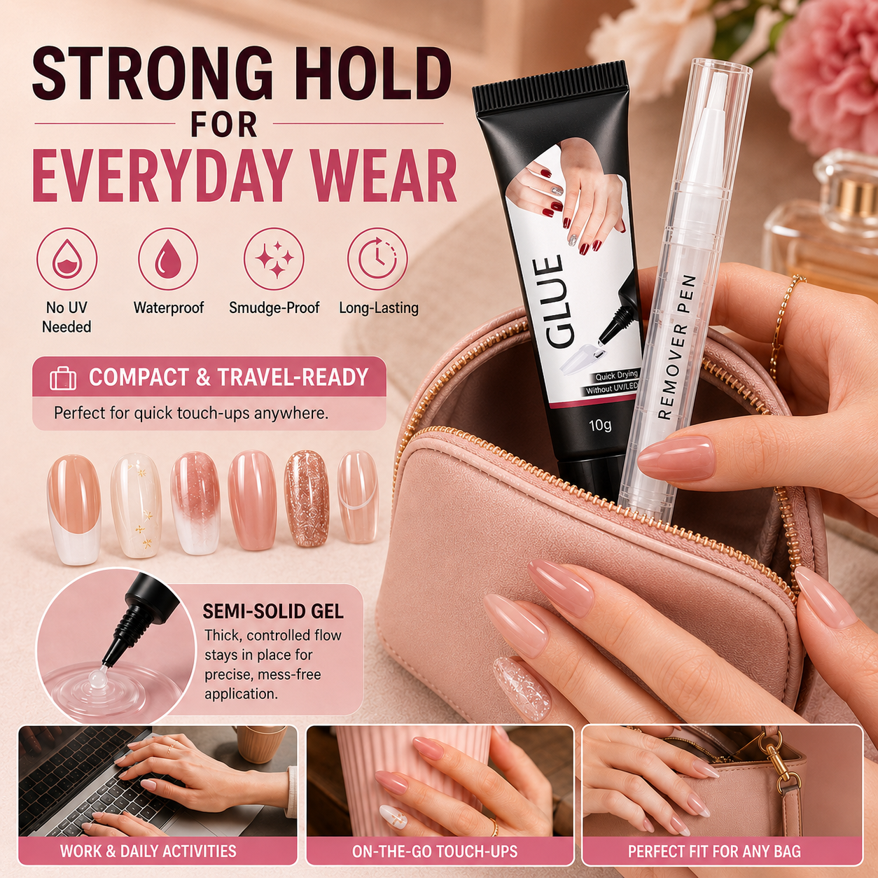 ⚡ HOT SALE | Quick-Dry Nail Glue Gel Kit