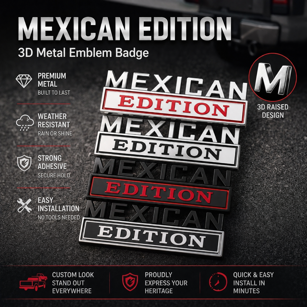Mexican Heritage Metal Truck Emblem