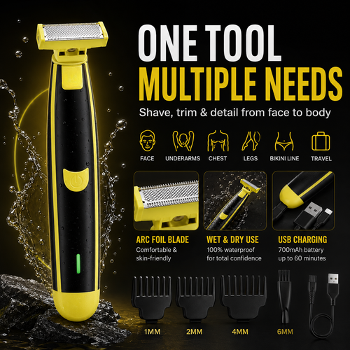 🪒 All-in-One Wet/Dry Shaver – Body Grooming Set for Him & Her ✨