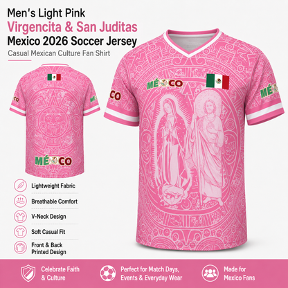 ⚡️Flash Sale｜Men's Light Pink Virgencita & San Juditas Mexico 2026 Soccer Jersey